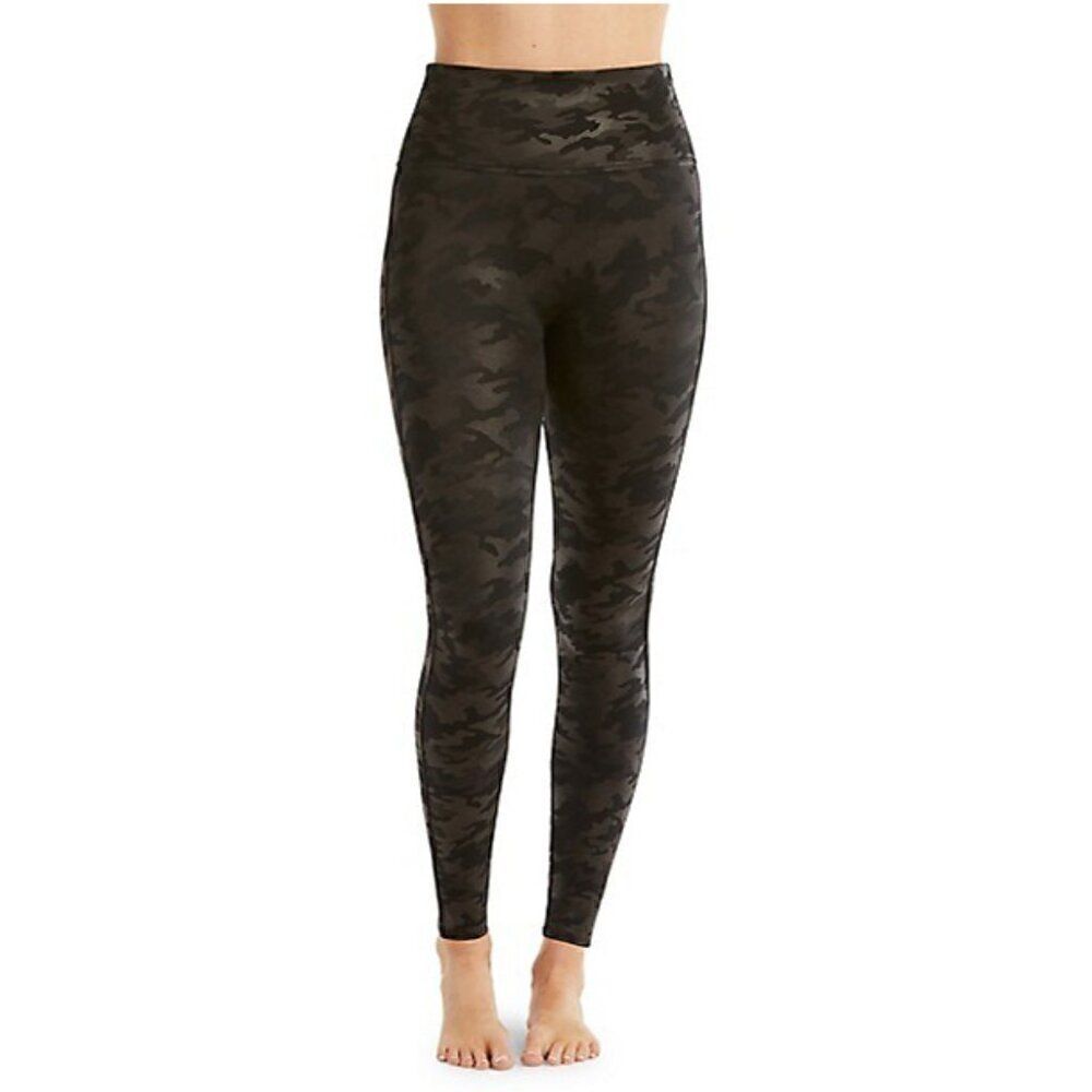 Spanx Green Faux Leather Camo Leggings